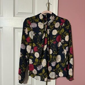 Ann Taylor Factory Navy Floral Blouse